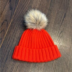 J. Crew Cozy Orange Knit Pom-Pom Beanie